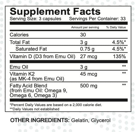 WALKABOUT AUSTRALIAN EMU OIL – 100 CAPSULES