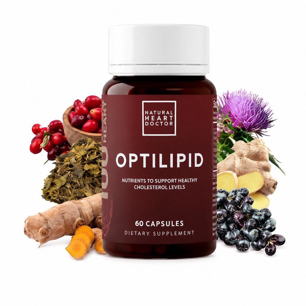 OptiLipid by Natural Heart Doctor. Nutrients to support healthy cholesterol levels. 60 capsules, dietary supplement.